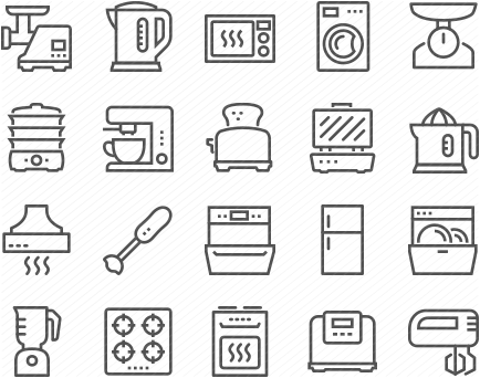 Line Kitchen Appliances Icons