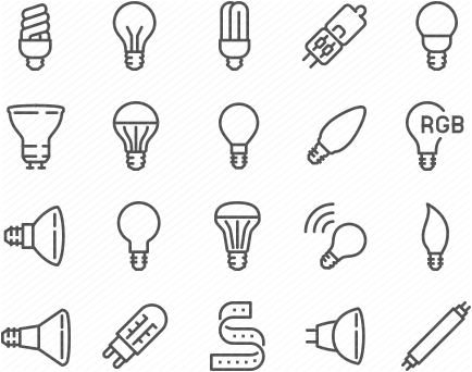 Line Light Bulb Icons