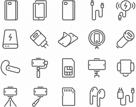 Line Mobile Accessories Icons