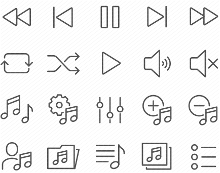 Line Music Control Icons