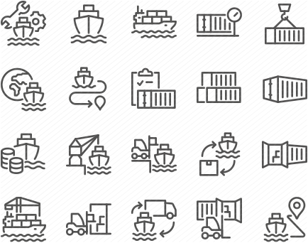 Line Port Logistics Icons