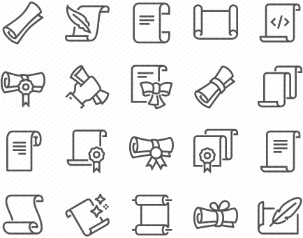 Line Scrolls and Papers Icons