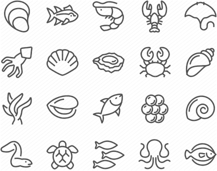 Line Sea Food Icons