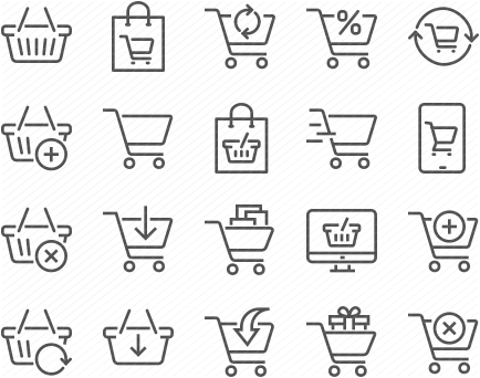 Line Shopping Cart Icons