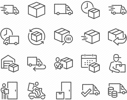 Line Truck Delivery Icons