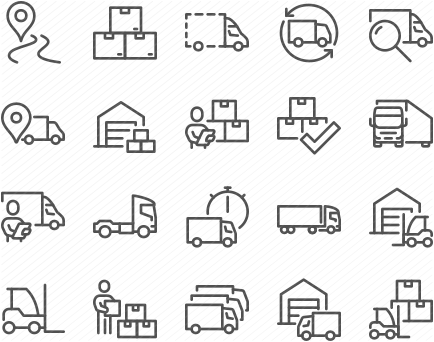 Line Truck Logistics Icons