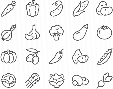 Line Vegetables Icons