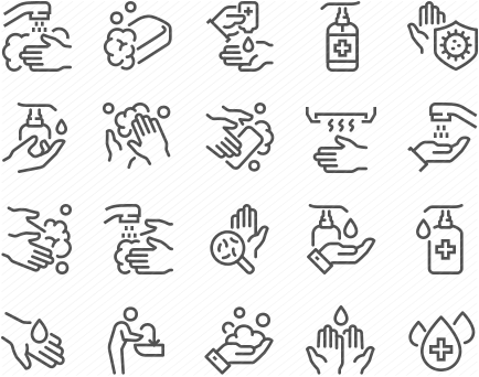 Line Washing Hands Icons