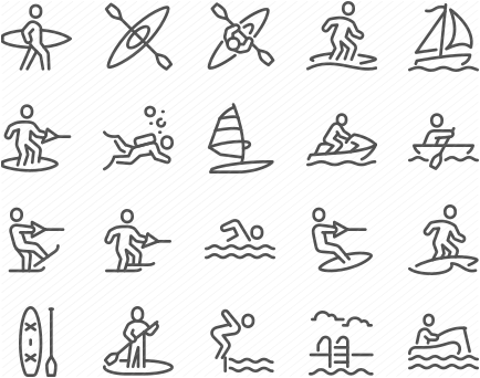 Line Water Sport Icons