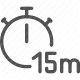 15 minutes, alarm, chronometer, countdown, fifteen, stopwatch, time management, timer, 15 icon