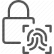 biometric authentication, fingerprint, lock, privacy, security icon