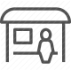 bus shelter, bus station, bus stop, city service, city travel, commute, commuter, passenger, public transport, shelter, stop, transit, transportation, urban, waiting area icon