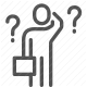 briefcase, businessman, business person, confusion, corporate, decision making, doubt, inquiry, man, planning, problem solving, professional, question mark, strategy, thinking, uncertainty icon