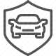 automotive security, car safety, safe driving, security shield, vehicle protection icon