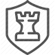 board game, castle, chess, chessboard, chess piece, defense, fortress, game, protect, security, shield, strategic game, strategy, tactics icon