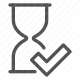 clock, countdown, hourglass, sand timer, time, time management, waiting, checkmark icon