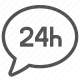 24h, chat, communication, contact, help, service, support icon