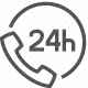 24 hours, communication, contact, customer service, helpdesk, support, telephone icon