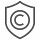 copyright, creative rights, intellectual property, legal shield, protection icon