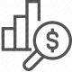 analysis, currency, dollar, finance, graph, magnifying glass, search icon