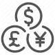 currency, dollar, exchange, finance, money, pound, yen icon