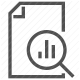 analytics, chart, data analysis, document, magnifying glass, report, statistics icon