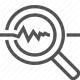 analytics, chart, data analysis, magnifying glass, search, statistics, trends icon