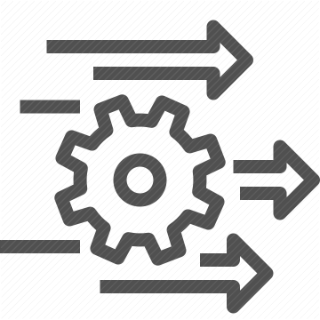 arrow, workflow, automation, cogwheel, system, data flow, data processing