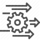 arrow, automation, cogwheel, data flow, data processing, system, workflow icon