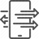 data arrows, data exchange, data flow, data movement, data transfer, mobile analytics, smartphone icon