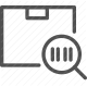 barcode, delivery, logistics, magnifying glass, package, shipment, tracking icon