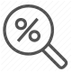 deal, discount, magnifying glass, offer, percentage, sale, search icon