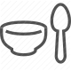 bowl, dishes, kitchenware, mealtime, plate, spoon, utensils icon