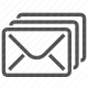 communication, email, envelope, inbox, mail, many, message, multiple, send icon