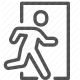 direction, door, emergency, evacuation, exit, running, safety icon