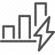 bar chart, efficiency, electricity, energy, lightning bolt, power, statistics icon