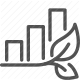 bar chart, efficiency, energy saving, environment, green energy, leaf, sustainability icon