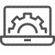 computer, engineering, gear, laptop, mechanical, technology icon