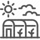 agriculture, clouds, conservatory, faming, farm, glasshouse, greenhouse, growing, horticulture, local farming, plants, sun, sustainable farming icon