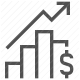 chart, currency, dollar, finance, growth, increase, stock icon