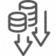 currency, decrease, finance, investment, loss, market, transaction icon