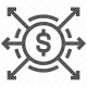 currency exchange, finance, financial operations, funds distribution, money transfer, payment network, transactions icon