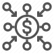 cash flow, currency circulation, finance, financial operations, money transfer, payment network, transactions icon