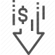 cost reduction, decreasing trend, dollar sign, downward arrow, economics, financial analytics, money icon