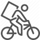 bicycle courier, bike delivery, delivery person, delivery service, food delivery, meal transport, online order icon