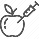 apple, biotechnology, genetic modification, genetics, gmo, science, syringe icon