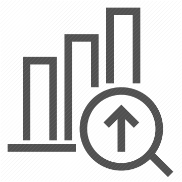 magnifying glass, growth, analytics, bar chart, trend, data, graph