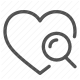 cardiology, diagnosis, health, heart, magnifying glass, medical, search icon