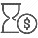 deadline, finance, hourglass, money, sand timer, time, time management icon