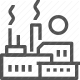 factory, industrial, industry, manufacturing, pollution, smokestacks, sun icon